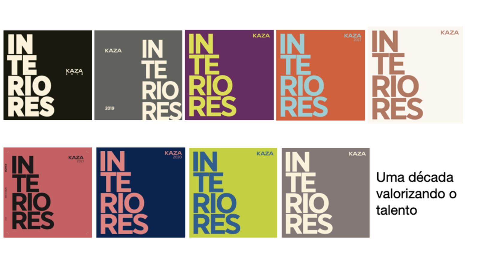 Capas de dez anos do Book Kaza Interiores